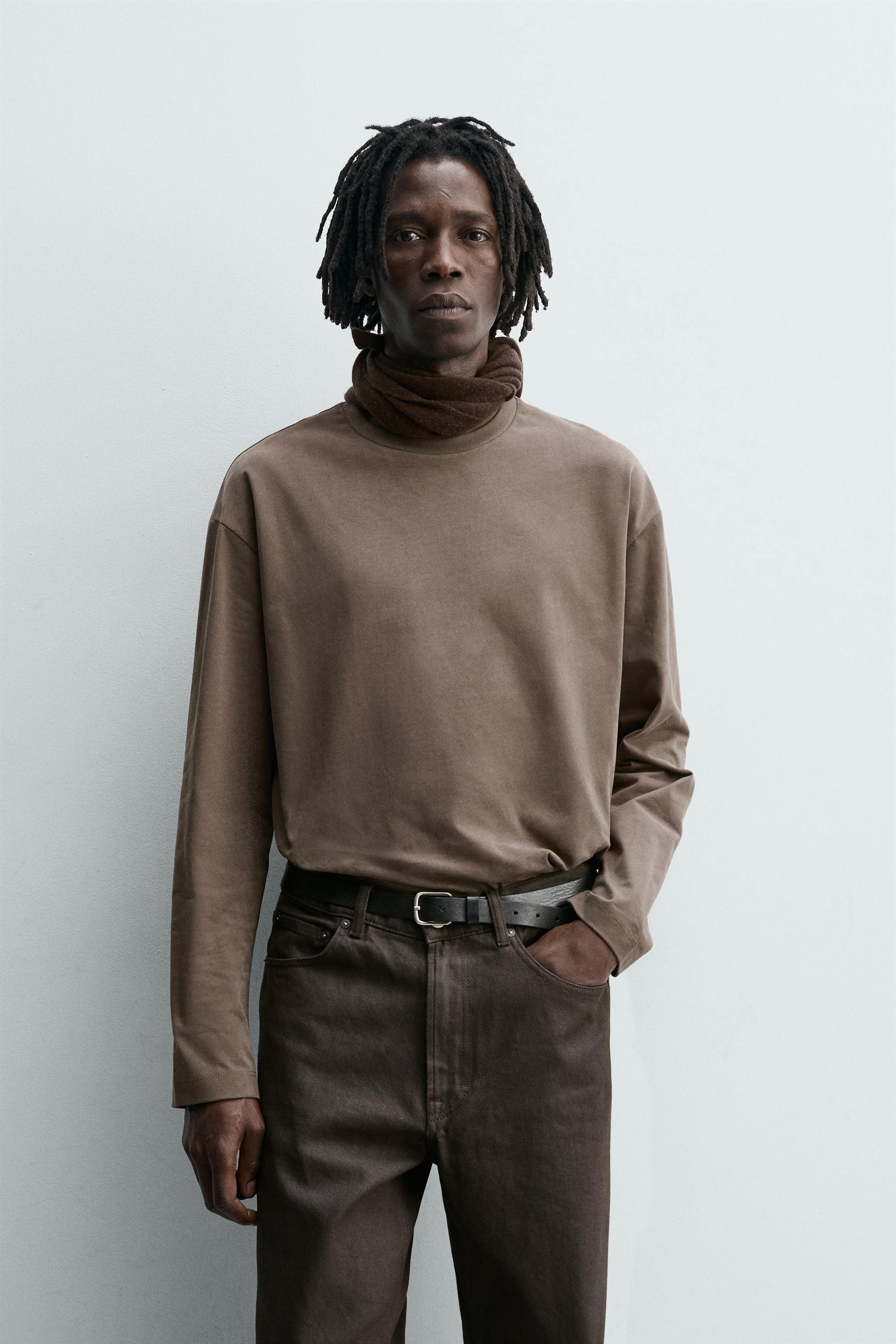 ウォッシュ加工ロングスリーブTシャツ - ベージュ | ZARA Japan / 日本