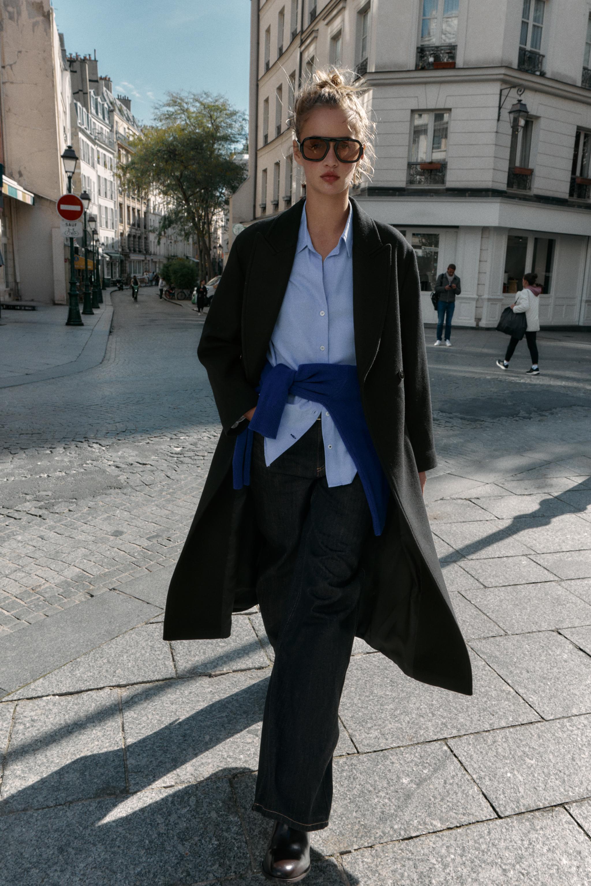 ウール製ロングベルトコート - ブラック | ZARA Japan / 日本