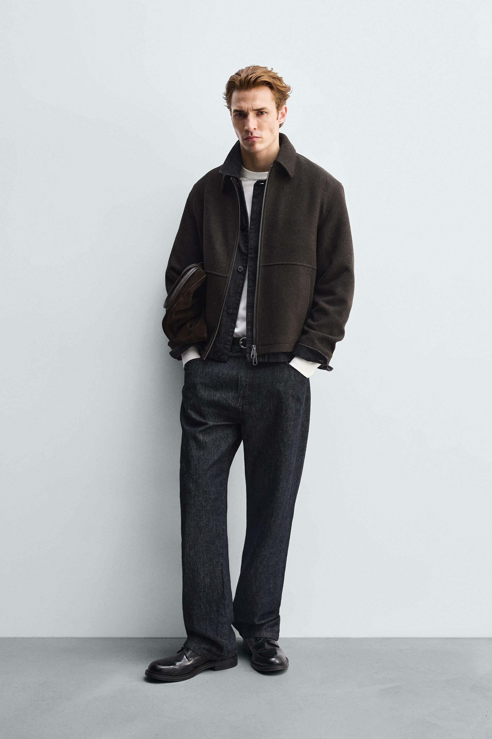 ZIPPERED TEXTURED JACKET - Brown | ZARA United States