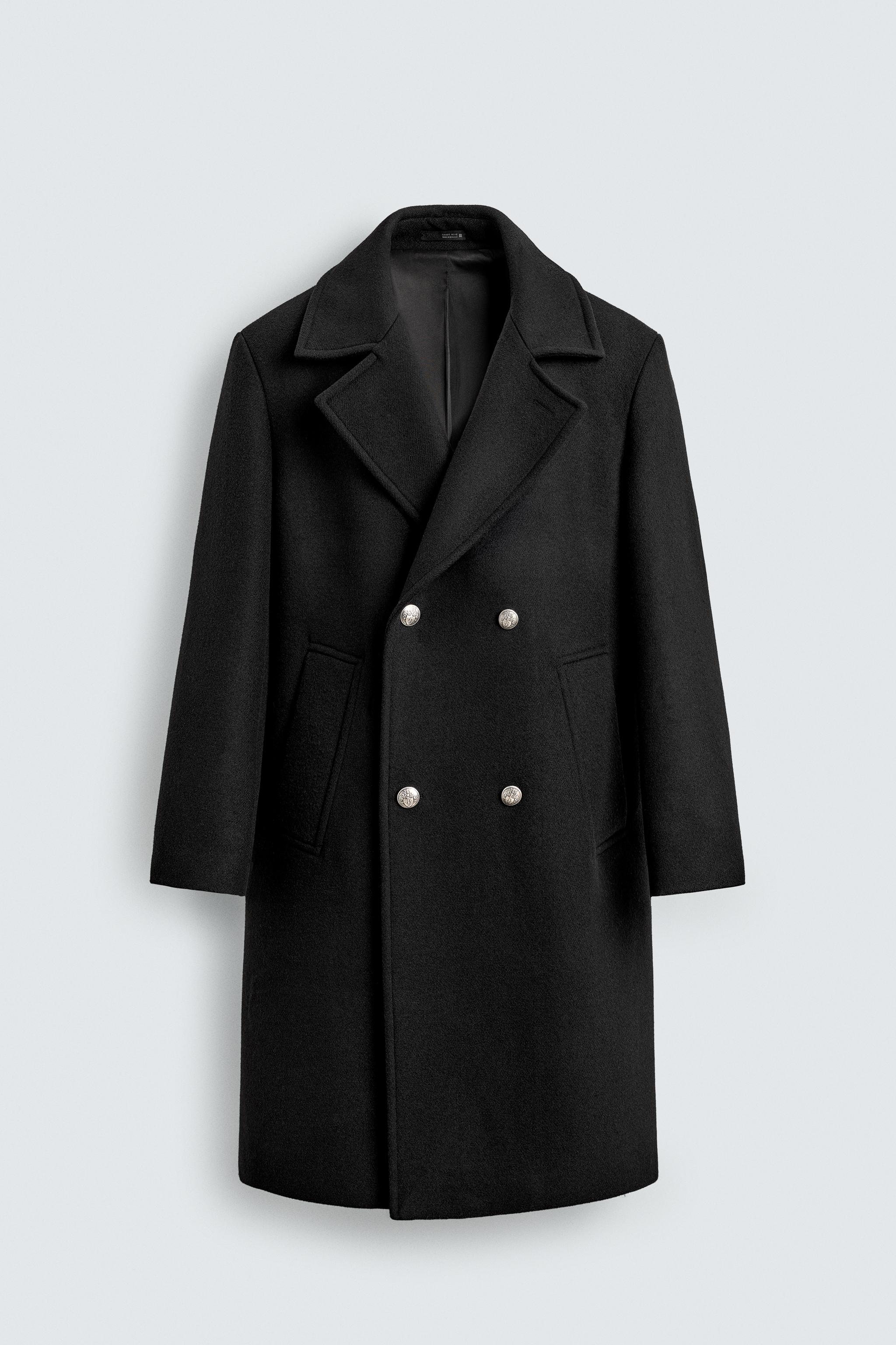 ウール混ダブルブレストコート - ブラック | ZARA Japan / 日本