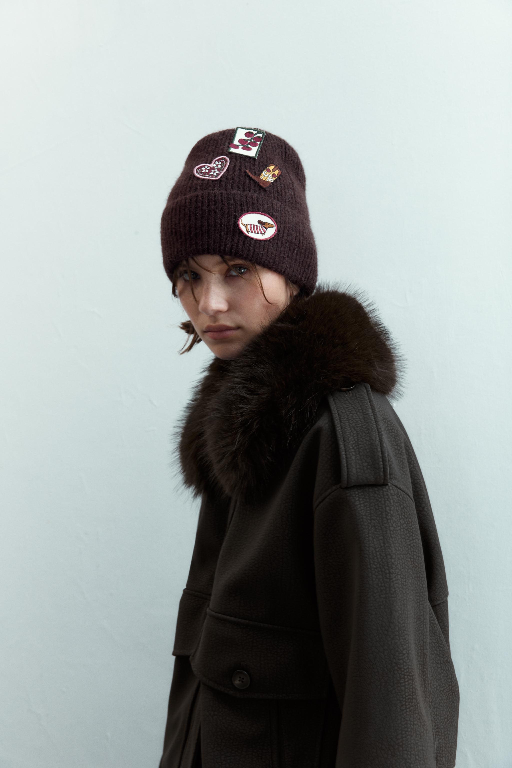 PATCHED KNIT BEANIE - Brown | ZARA United States