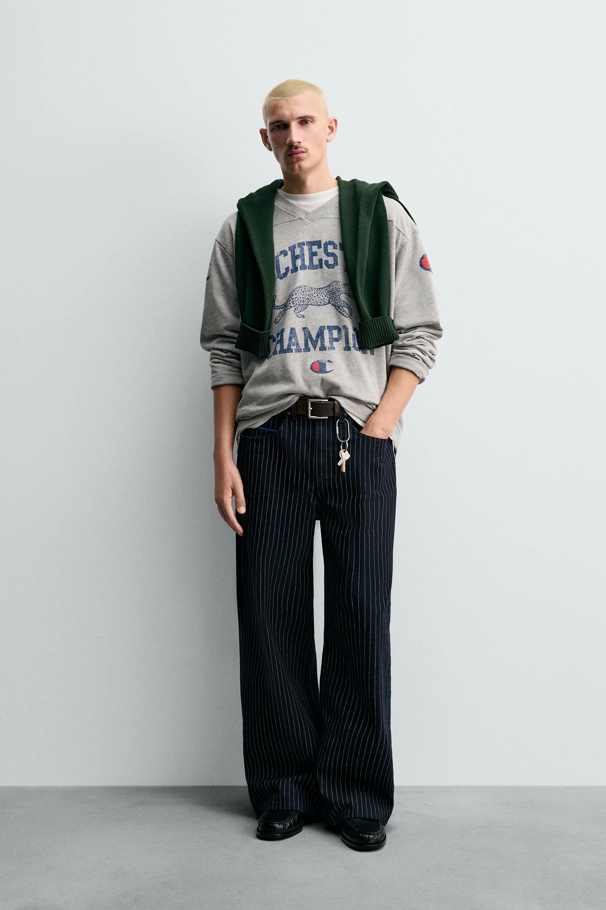 CHAMPION ® X ZARA ストライプ バギーフィットジーンズ - ブルー