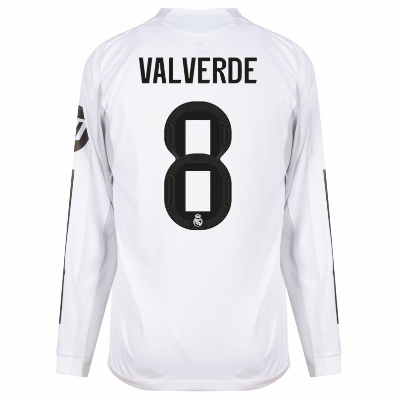 adidas Real Madrid Authentic Home L/S Valverde 8 Jersey 2025-2026