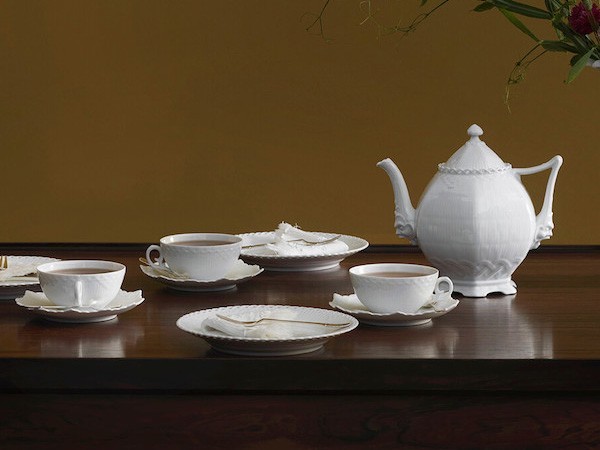 Royal Copenhagen White Fluted Full Lace Coffee Cup & Saucer