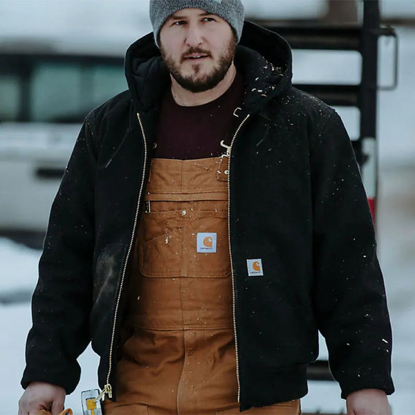 Carhartt Mens Flannel-Lined Hooded Work Jacket | Black