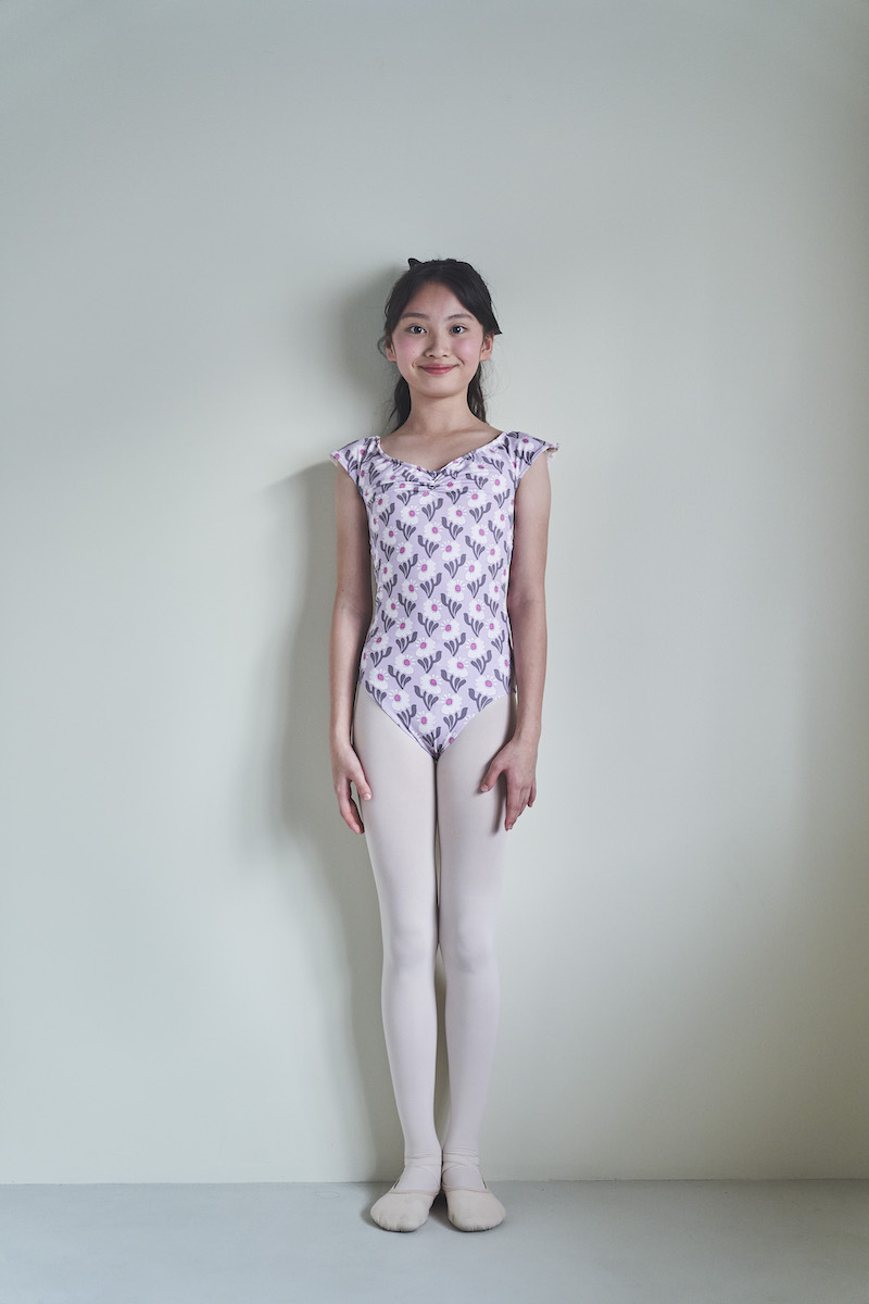 stina チェック柄 長袖レオタード Jr.M 140-150 stina スティナ