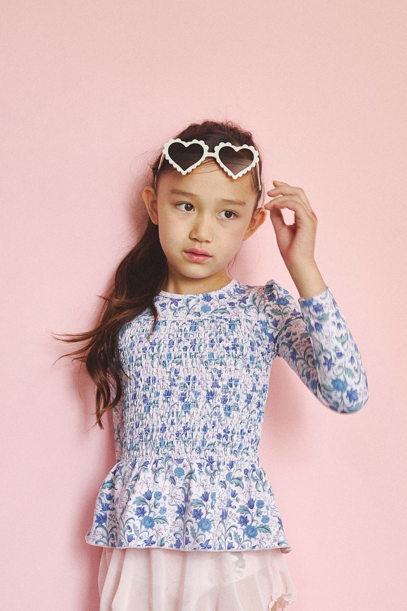 stina / shirring rash guard / noble pink / kids