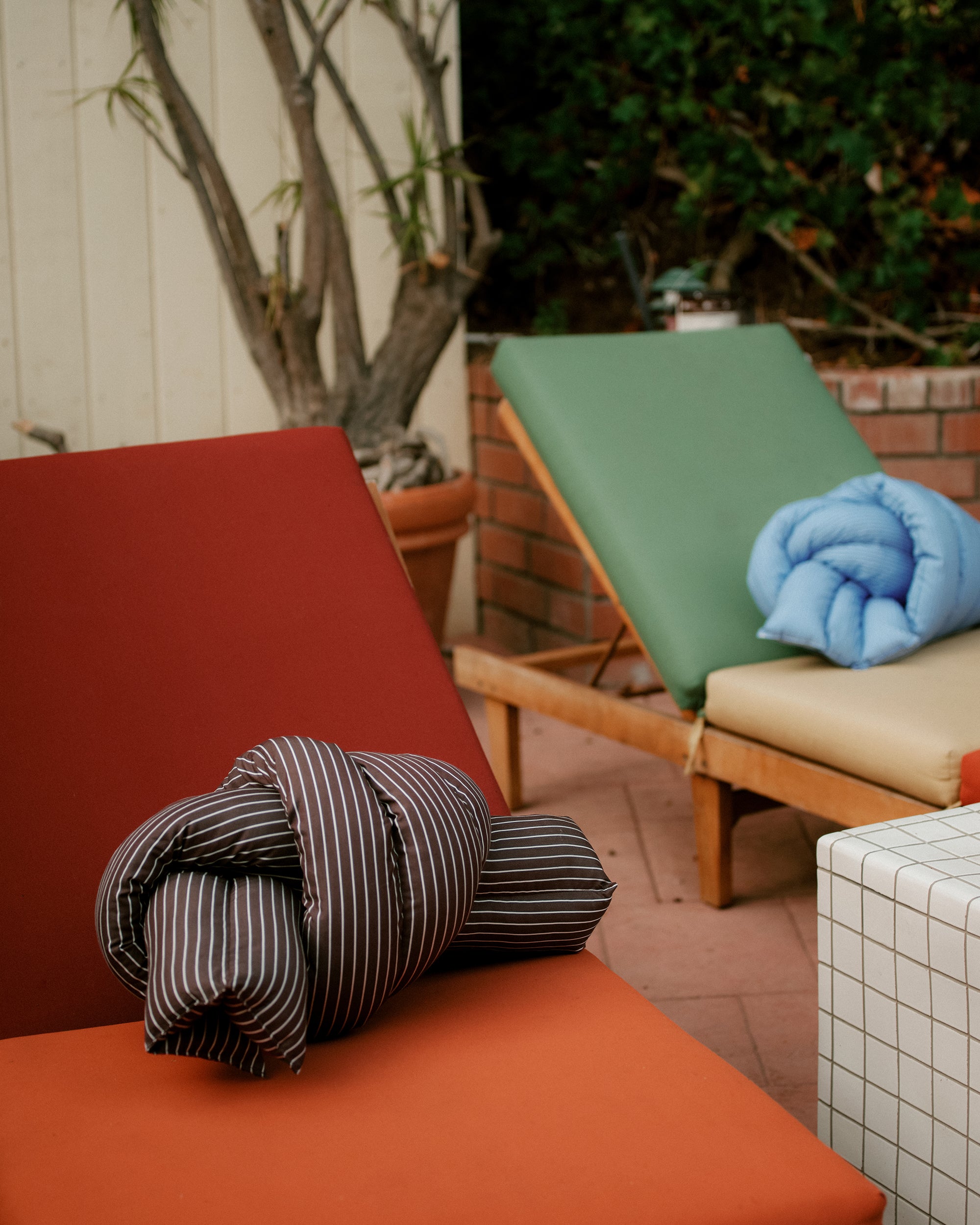 Musubi Cushion - Cotton Pinstripe | Autumn Cloud