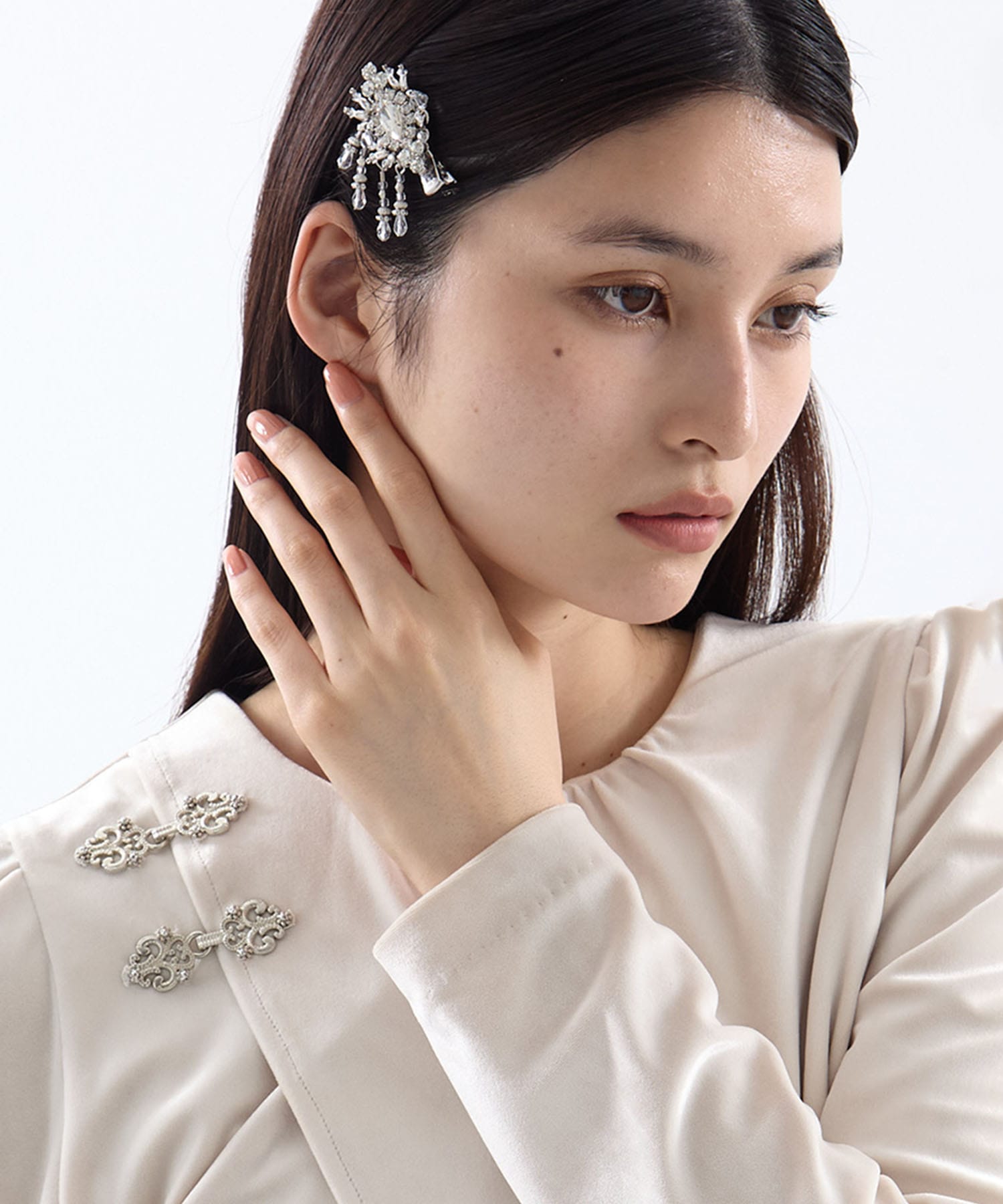 crystal hair clip right(FREE SILVER): tanakadaisuke: WOMENS