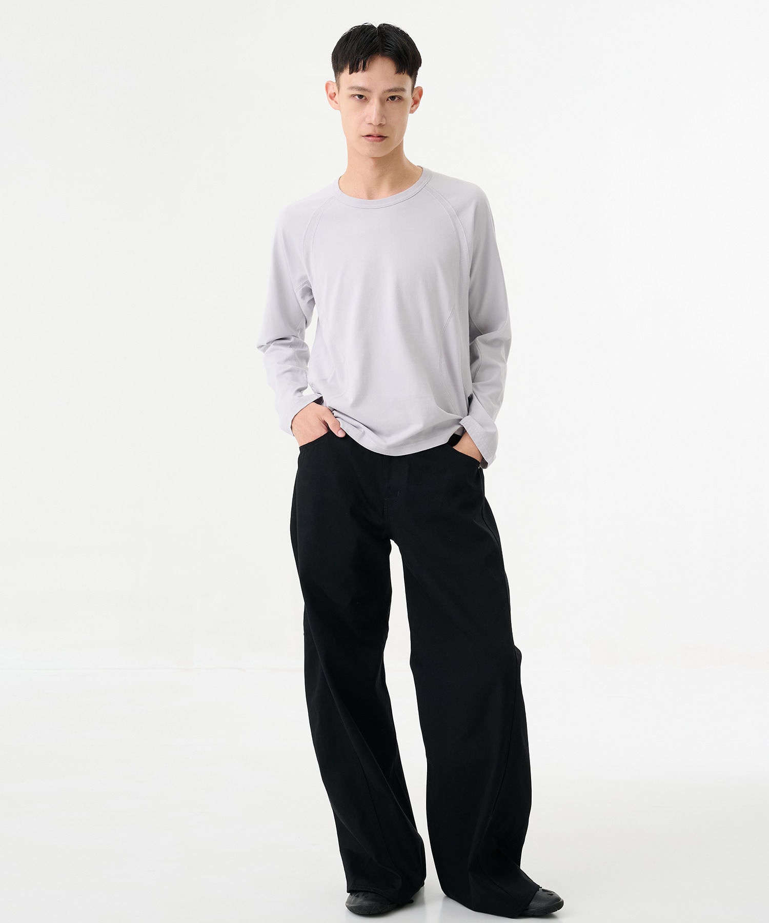 別注〉 PANELED LONG SLEEVE T-SHIRT | NVRFRGT