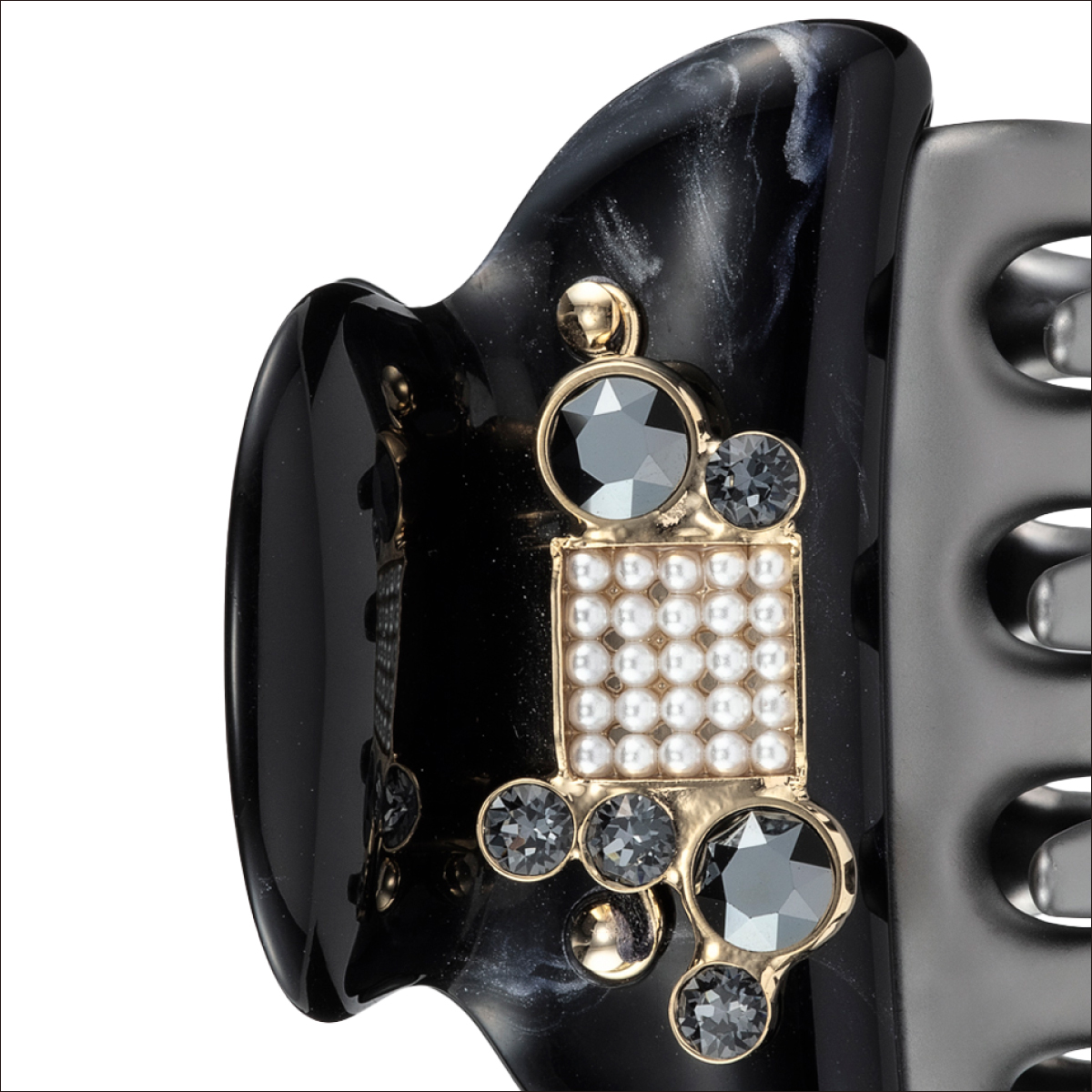 極美品】アッカ acca クリップ スワロフスキー 三連 マーブル 青緑 極