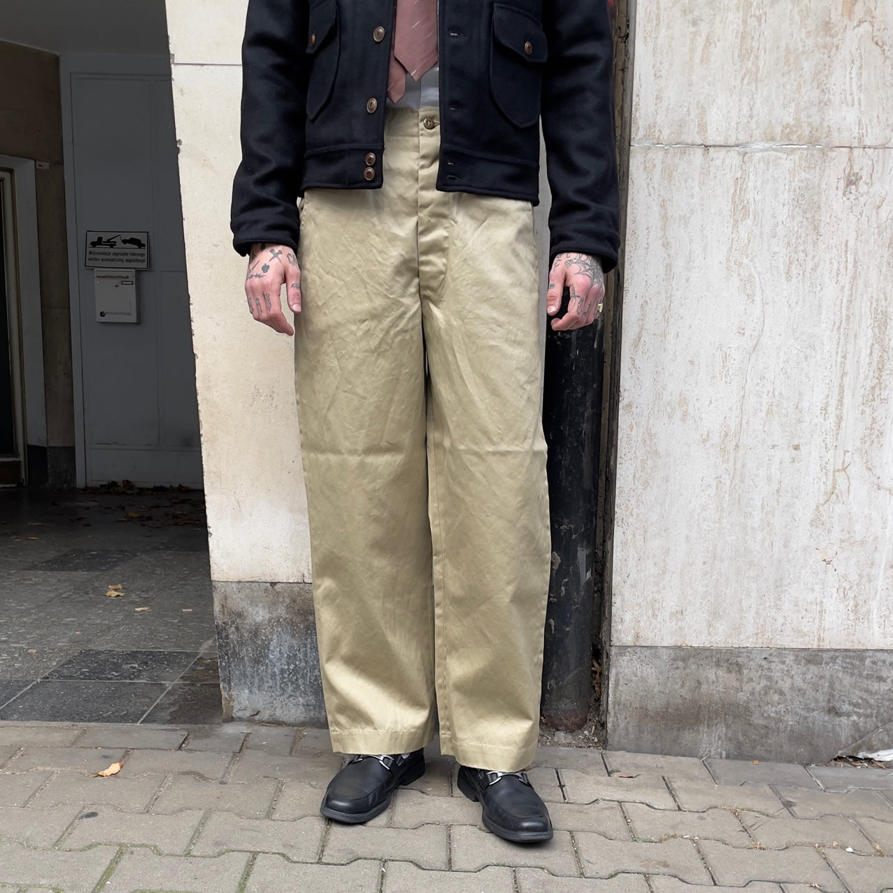 vintage fit army trousers khaki (stone wash) | orslow | made in