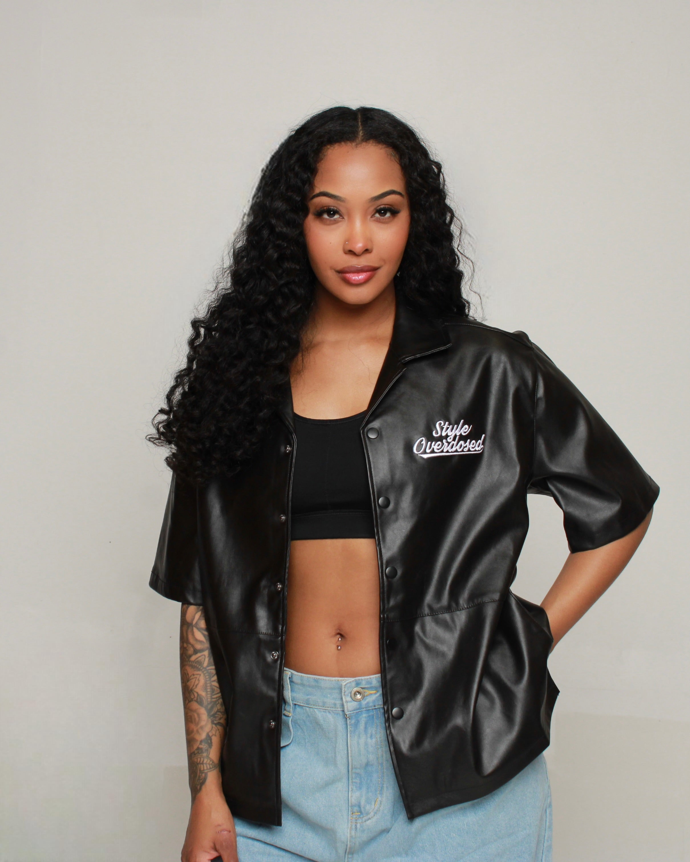 Faux Leather Button Up Shirt – Style Overdosed