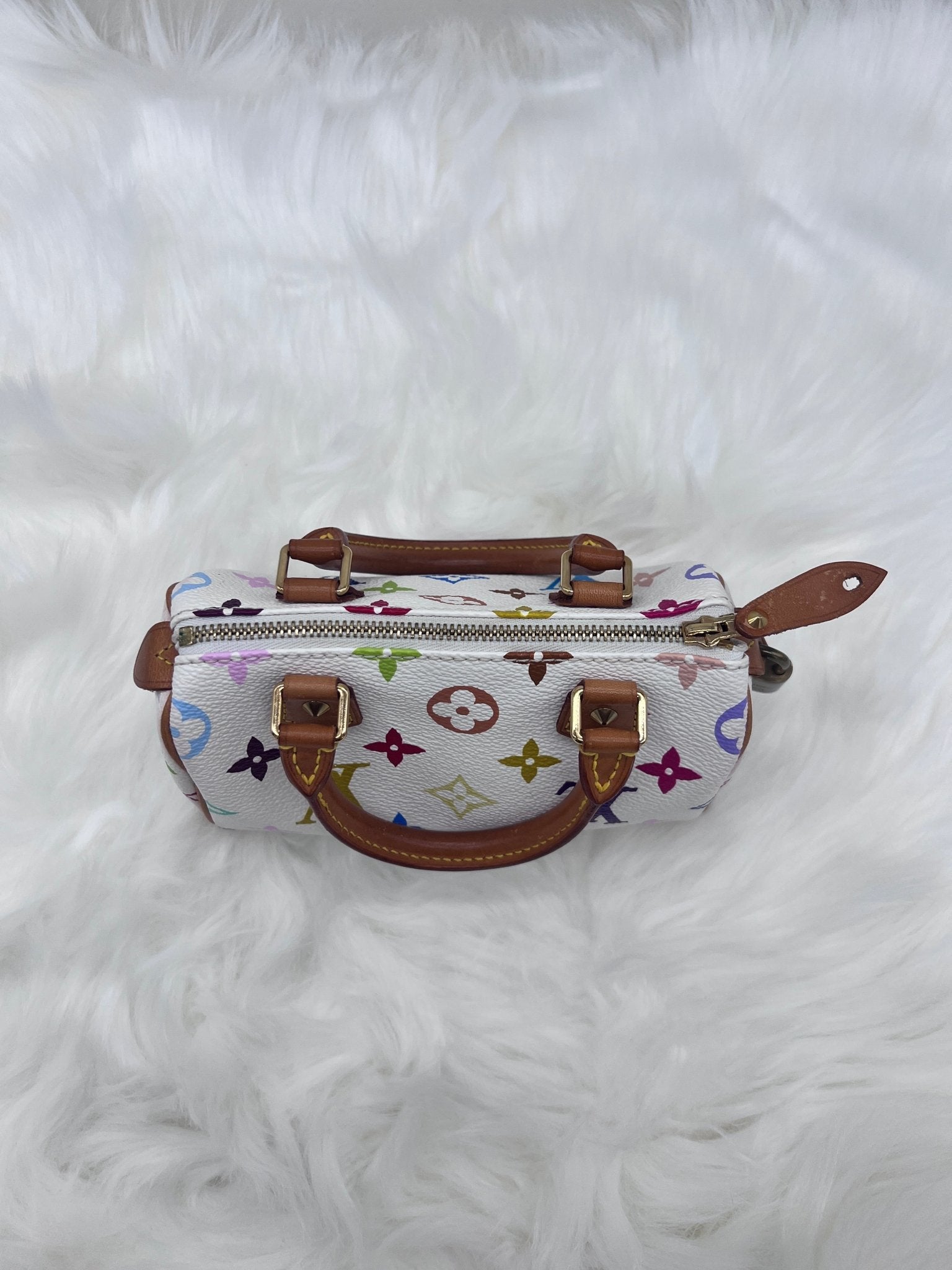 Louis Vuitton x Takashi Murakami Mini Speedy Multicolor White