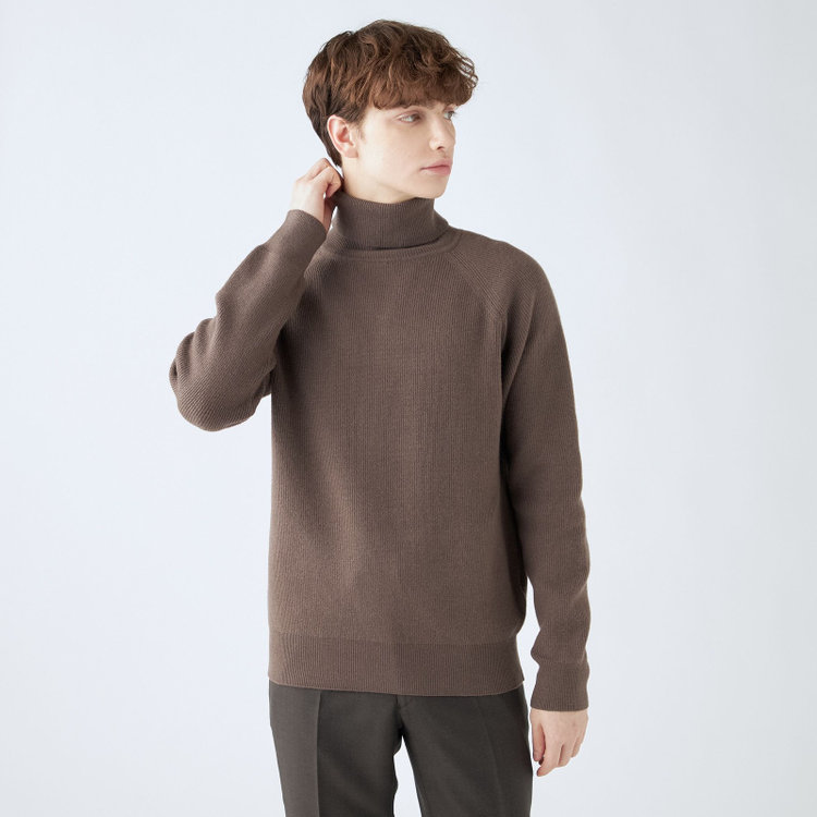 RBC】【秋冬】片畦編みウールブレンド ミドルウエイトタートルネック