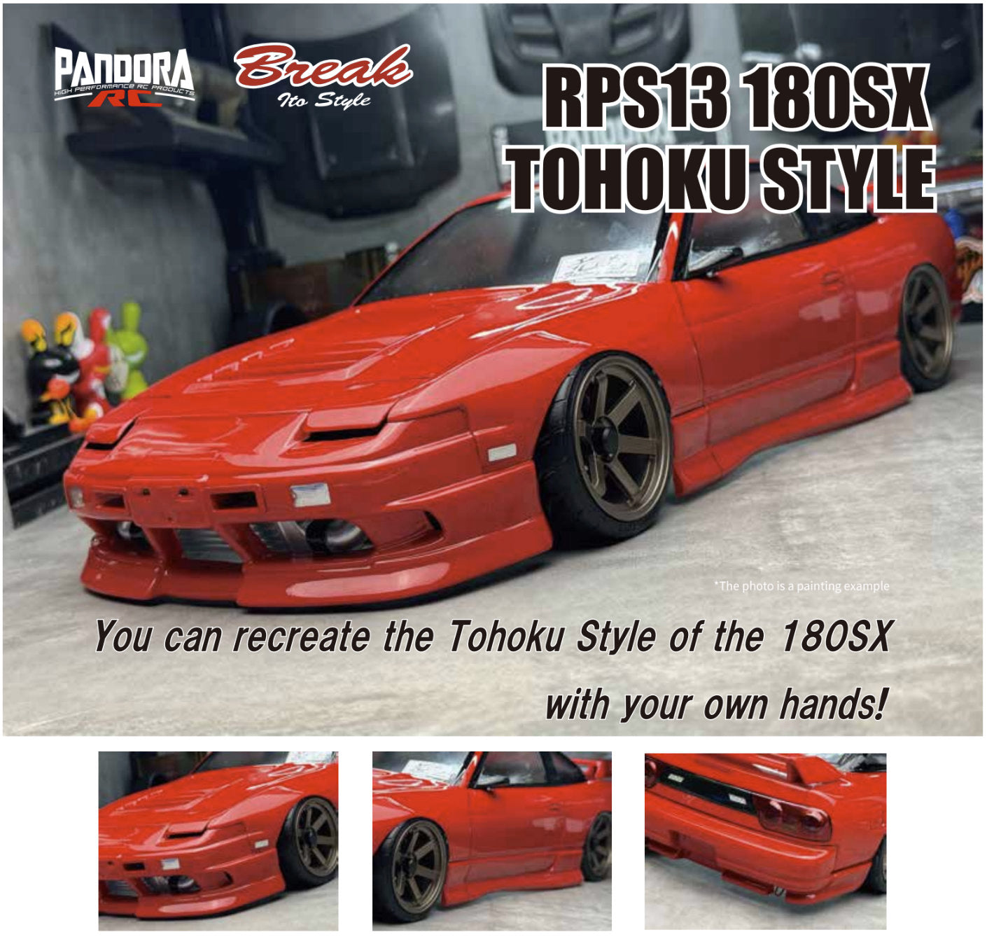 RPS13 180SX Aero Set (HOT ROAD spec.) for 1-10 (PAB-3226) [PANDORA