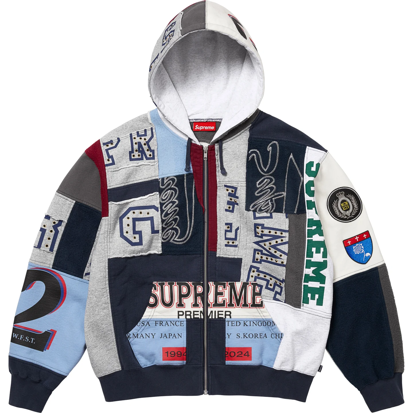 Patchwork Zip Up Hooded Sweatshirt | Supreme 25ss
