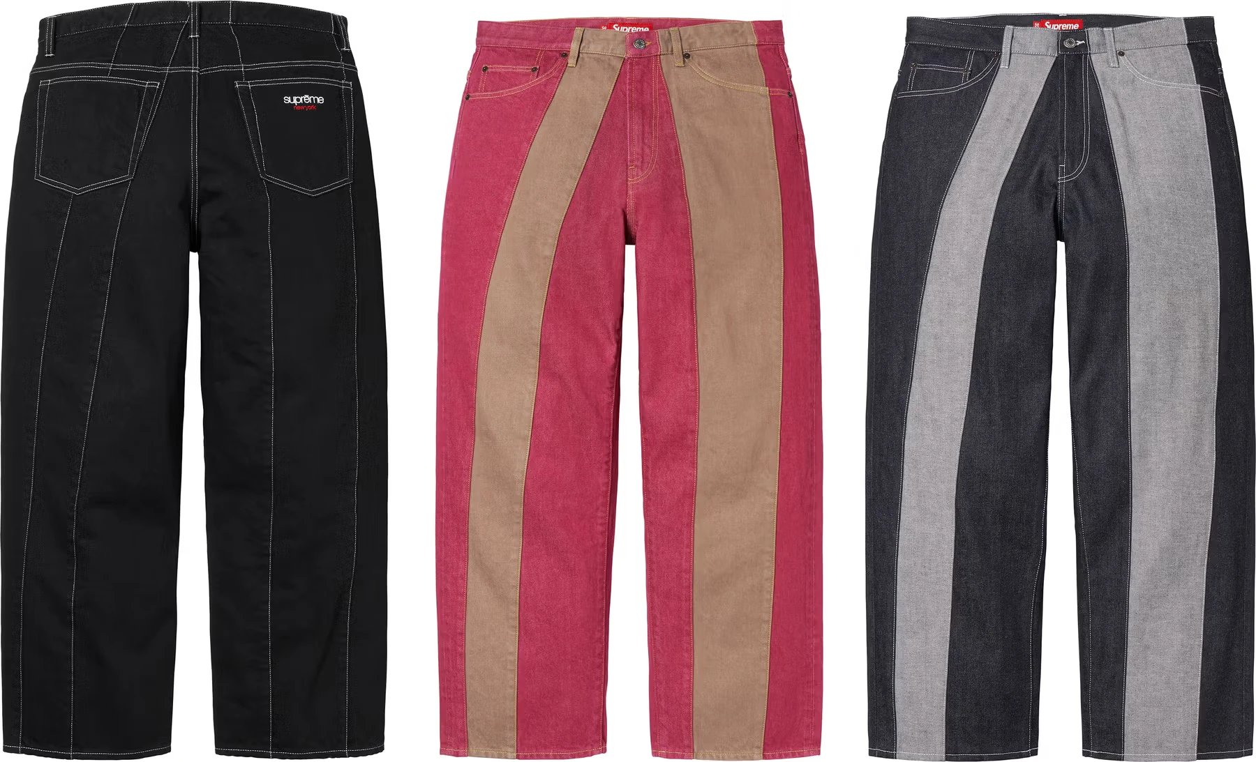 Paneled Stripe Baggy Jean | Supreme 25ss