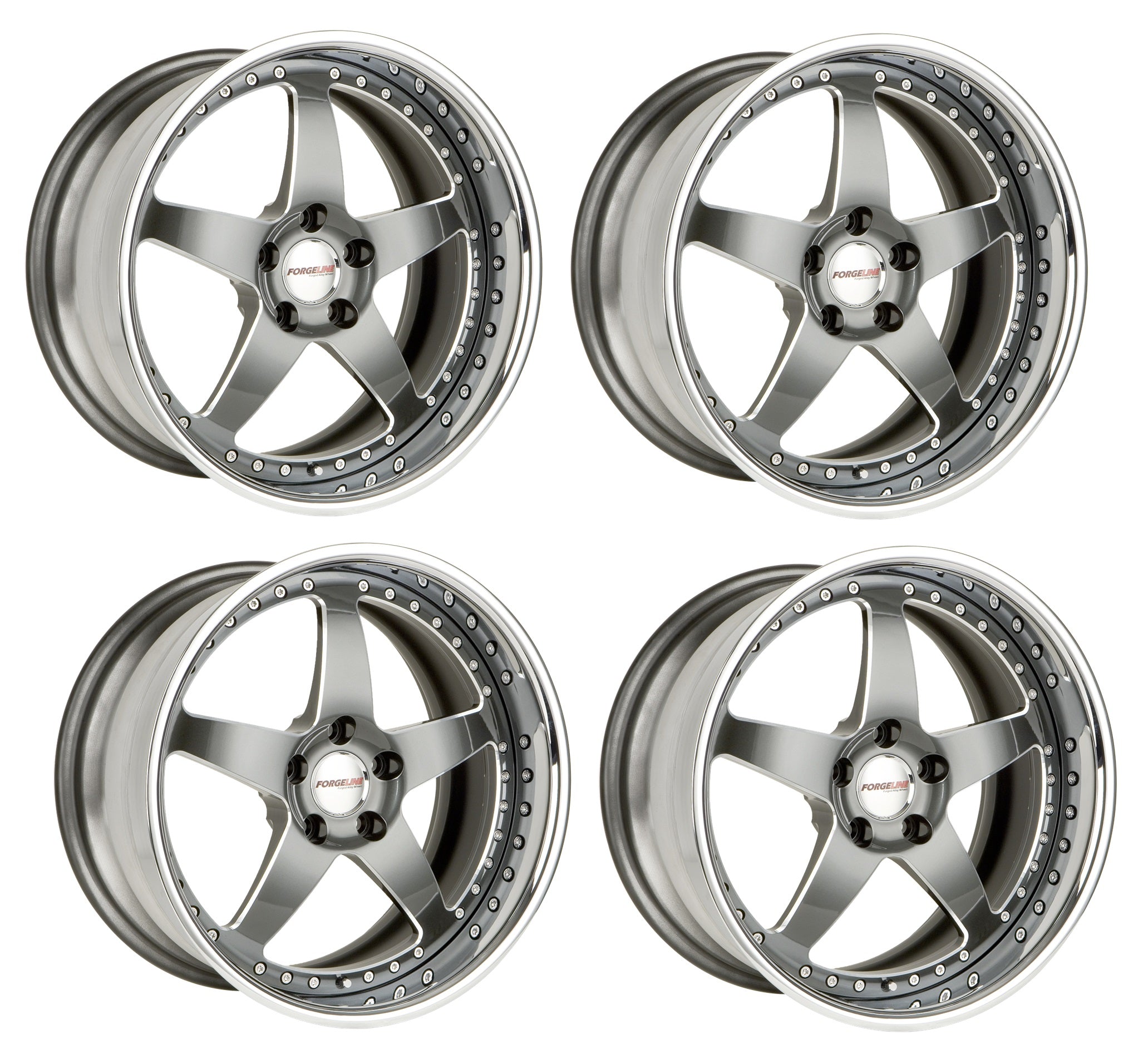 Forgeline S03P Wheels for C8 Corvettes - Titanium w/ Polished Lip