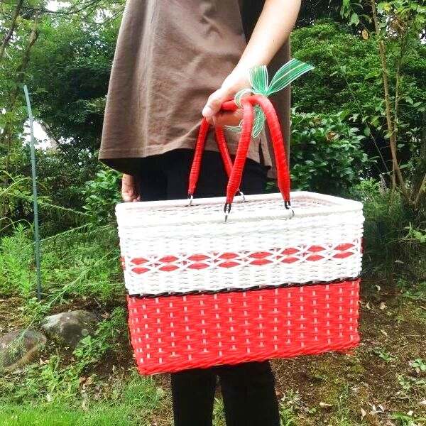 復刻品♪昭和レトロな買い物籠 マルシェバッグ エコバッグ ハミング角