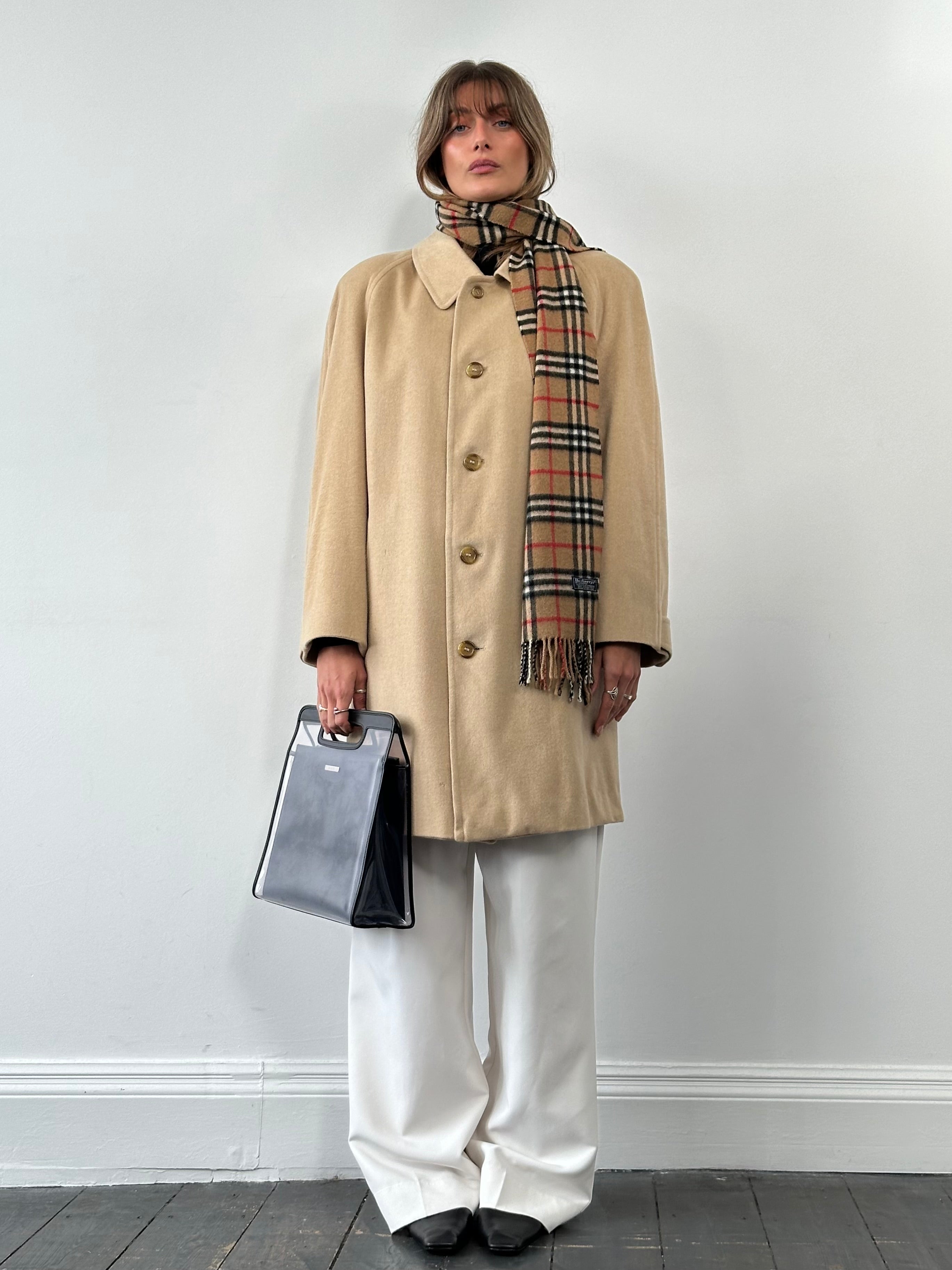 Burberry Pure Cashmere Double Faced Single Breasted Coat - L